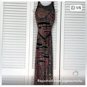 Vintage Janine of London Elegant Backless Dress - Multicolor